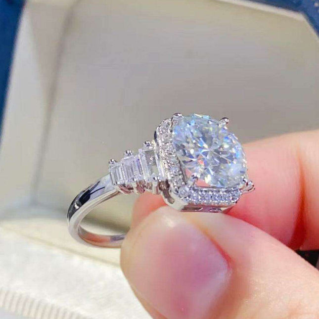 Sophisticated 2 Carat Lab Created Diamond Ring in Sterling Silver - A Timeless Piece with Authenticity Verification