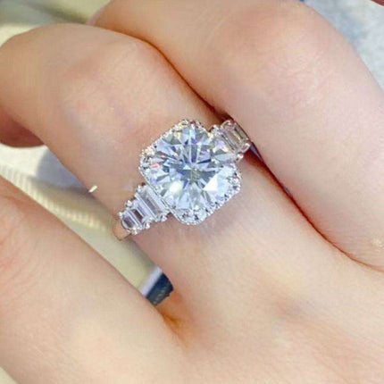 Sophisticated 2 Carat Lab Created Diamond Ring in Sterling Silver - A Timeless Piece with Authenticity Verification