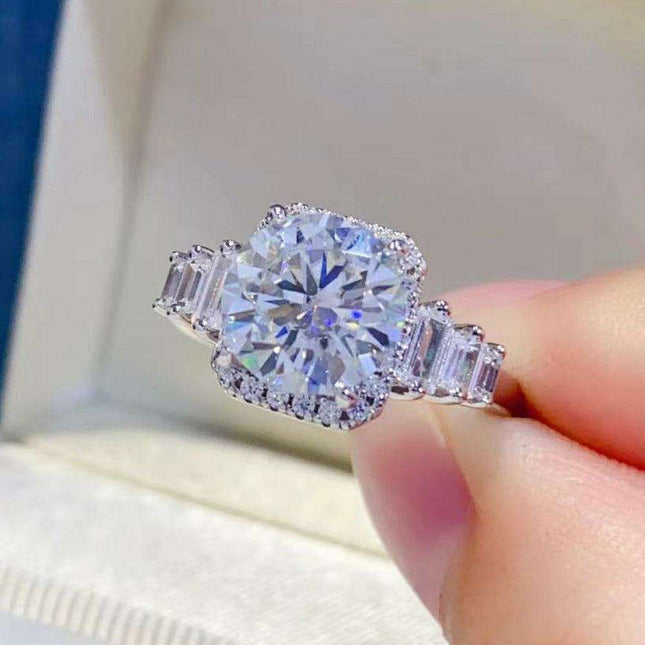 Sophisticated 2 Carat Lab Created Diamond Ring in Sterling Silver - A Timeless Piece with Authenticity Verification