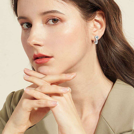 Sophisticated 2 Carat Lab-Diamond and Zircon Earrings in Sterling Silver - Embrace Luxury - Très Elite
