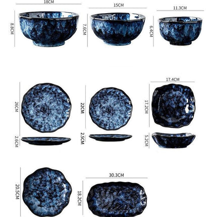Sophisticated Blue Ceramic Tableware Set - Elevate Your Dining Experience with Elegance - Très Elite