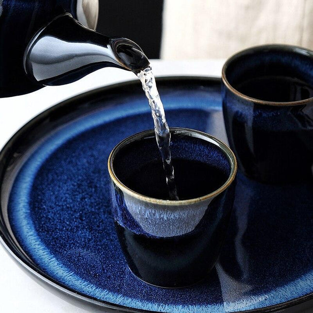 Sophisticated Blue Japanese Ceramic Tea Set for Elegant Tea Service
