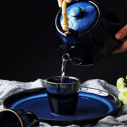 Sophisticated Blue Japanese Ceramic Tea Set for Elegant Tea Service - Très Elite