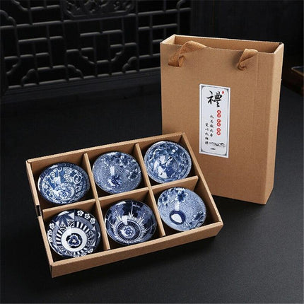 Sophisticated Blue and White Vintage Chinese Porcelain Tea Cup Collection for Puer Tea Lovers - Très Elite