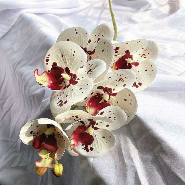 Sophisticated Elegance: Lifelike Faux Orchid Stem for Timeless Home Decor