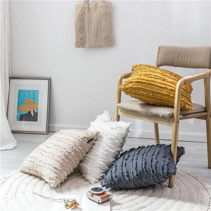 Sophisticated Embroidered Pillow Cover with Decorative Tassel Trim - Très Elite