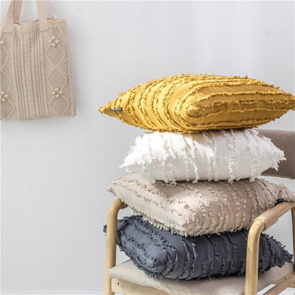Sophisticated Embroidered Pillow Cover with Decorative Tassel Trim - Très Elite