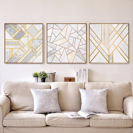 Sophisticated Golden Geometric Canvas Art - Elevate Your Home Decor