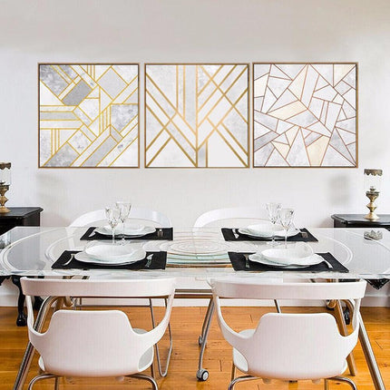 Sophisticated Golden Geometric Canvas Art - Elevate Your Home Decor