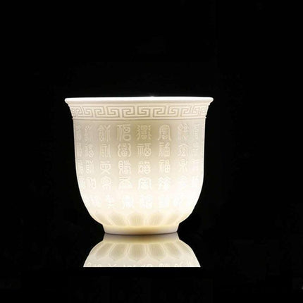 Sophisticated Handcrafted White Porcelain Tea Cup Collection with Unique 3D Relief Detail - Available in 4 Sizes