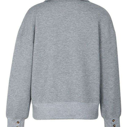 Sophisticated Heather Grey Lapel Sweater: Your Go-To for Stylish Comfort