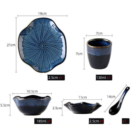 Sophisticated Japanese Lotus Leaf Ceramic Dining Set for Exquisite Table Styling - Très Elite