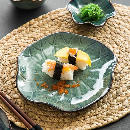 Sophisticated Japanese Lotus Leaf Ceramic Dining Set for Exquisite Table Styling - Très Elite