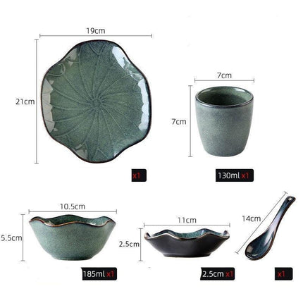 Sophisticated Japanese Lotus Leaf Ceramic Dining Set for Exquisite Table Styling - Très Elite