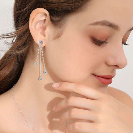 Sophisticated Layered Chain Earrings with 1.2 Carat Lab-Diamonds: Embrace Timeless Elegance