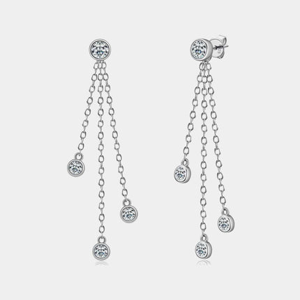 Sophisticated Layered Chain Earrings with 1.2 Carat Lab-Diamonds: Embrace Timeless Elegance