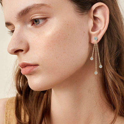 Sophisticated Layered Chain Earrings with 1.2 Carat Lab-Diamonds: Embrace Timeless Elegance