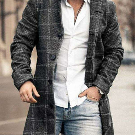 Sophisticated Men's Wool-Blend Stand Collar Overcoat: Redefining Stylish Warmth - Très Elite