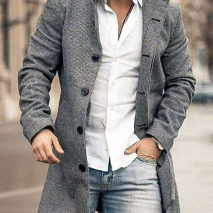 Sophisticated Men's Wool-Blend Stand Collar Overcoat: Redefining Stylish Warmth - Très Elite