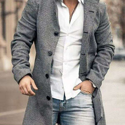 Sophisticated Men's Wool-Blend Stand Collar Overcoat: Redefining Stylish Warmth - Très Elite