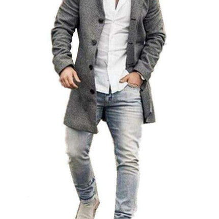 Sophisticated Men's Wool-Blend Stand Collar Overcoat: Redefining Stylish Warmth - Très Elite