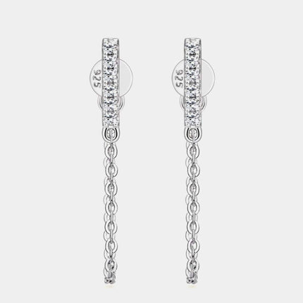 Sophisticated Moissanite-Embellished Sterling Silver Earrings with Luxurious Dual Finish