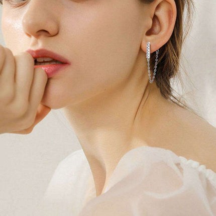 Sophisticated Moissanite-Embellished Sterling Silver Earrings with Luxurious Dual Finish