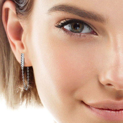 Sophisticated Moissanite-Embellished Sterling Silver Earrings with Luxurious Dual Finish