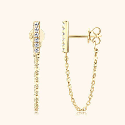 Sophisticated Moissanite-Embellished Sterling Silver Earrings with Luxurious Dual Finish