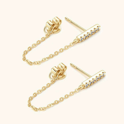 Sophisticated Moissanite-Embellished Sterling Silver Earrings with Luxurious Dual Finish