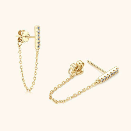 Sophisticated Moissanite-Embellished Sterling Silver Earrings with Luxurious Dual Finish