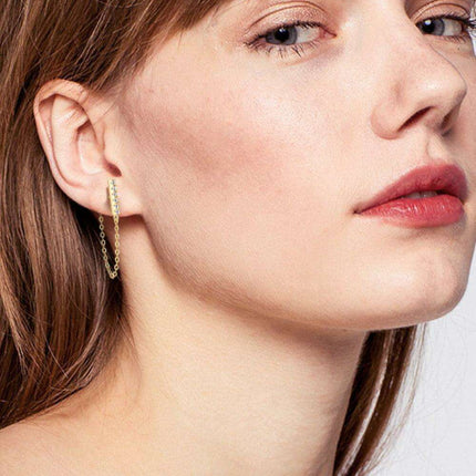 Sophisticated Moissanite-Embellished Sterling Silver Earrings with Luxurious Dual Finish