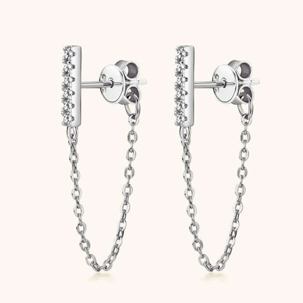 Sophisticated Moissanite-Embellished Sterling Silver Earrings with Luxurious Dual Finish