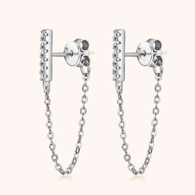 Sophisticated Moissanite-Embellished Sterling Silver Earrings with Luxurious Dual Finish