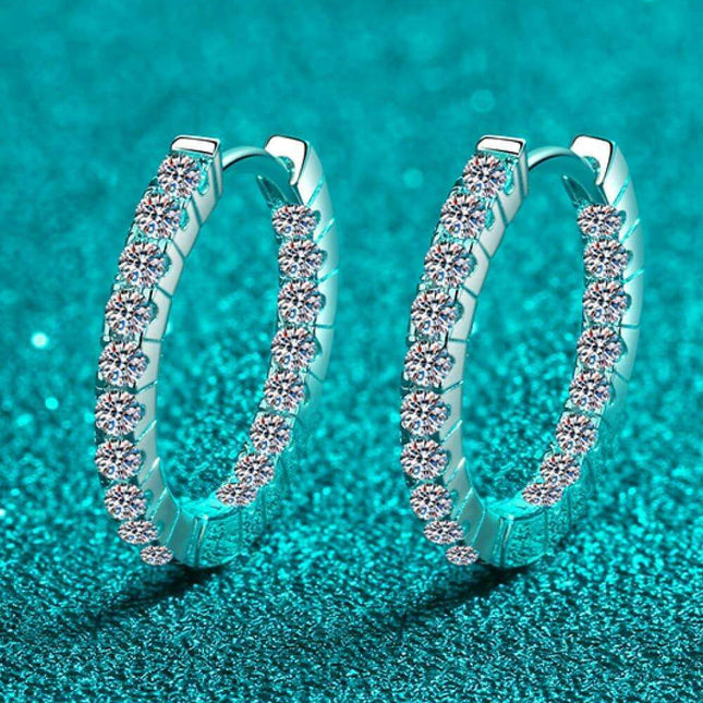 Sophisticated Moissanite Huggie Earrings in Sterling Silver - A Classic Touch