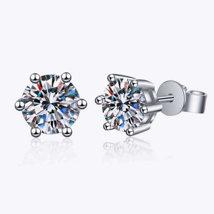 Sophisticated Moissanite and Lab-Diamond Sterling Silver Stud Earrings
