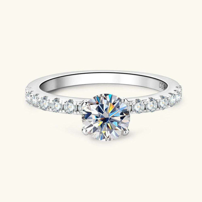 Sophisticated Moissanite and Zircon Engagement Ring with Platinum Finish