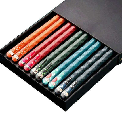 Sophisticated Non-Slip Japanese Chopsticks Set - 5 Elegant Pairs - Très Elite