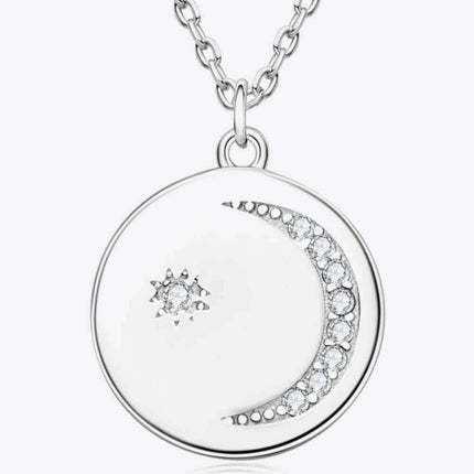 Sophisticated Platinum-Plated Silver Floral Necklace with Lab-Created Diamond Pendant