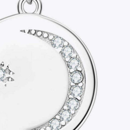Sophisticated Platinum-Plated Silver Floral Necklace with Lab-Created Diamond Pendant