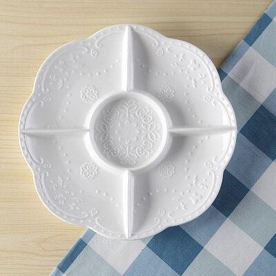 Sophisticated Porcelain Divided Snack Platters - Très Elite