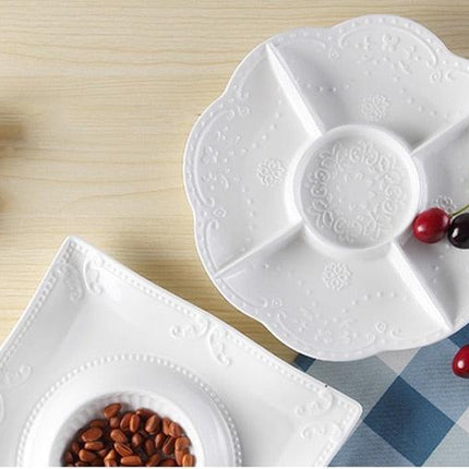 Sophisticated Porcelain Divided Snack Platters - Très Elite