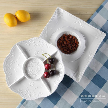 Sophisticated Porcelain Divided Snack Platters - Très Elite