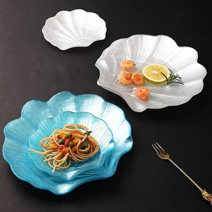 Sophisticated Seashell Glass Plate Set: Transform Your Dining Experience with European Elegance - Très Elite