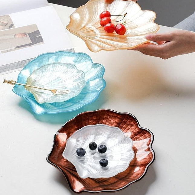 Sophisticated Seashell Glass Plate Set: Transform Your Dining Experience with European Elegance