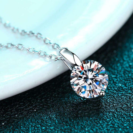 Sophisticated Silver Lab Created Diamond Pendant Necklace with Rhodium Elegance
