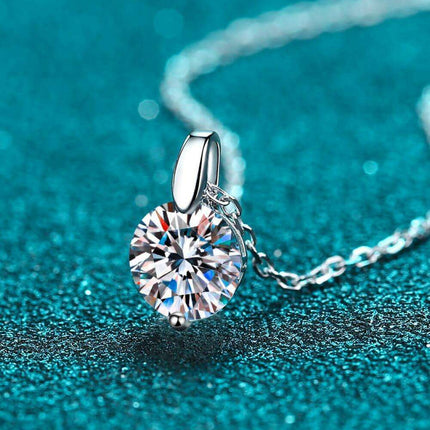 Sophisticated Silver Lab Created Diamond Pendant Necklace with Rhodium Elegance