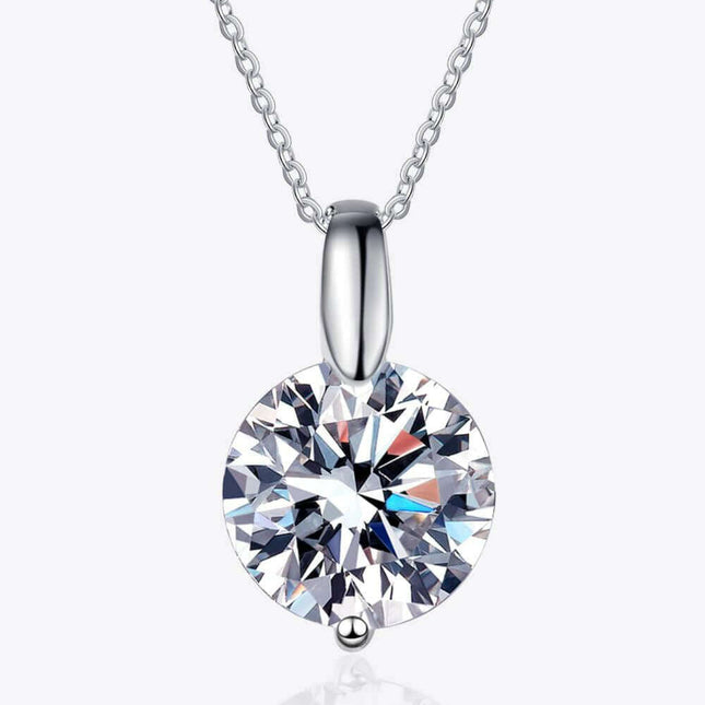 Sophisticated Silver Lab Created Diamond Pendant Necklace with Rhodium Elegance