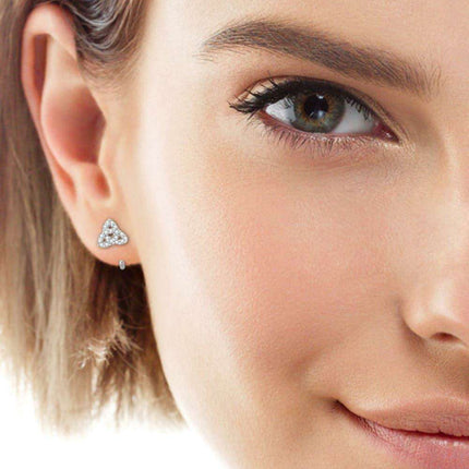 Sophisticated Silver Stud Earrings with Lab-Created Diamonds - Classic Elegance