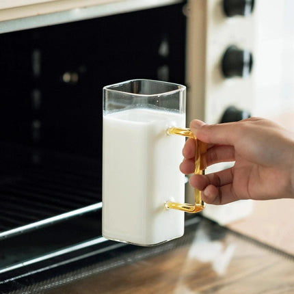 Sophisticated Square Glass Mug Set - 400ml Capacity, Heat-Resistant & Microwave-Safe - Très Elite